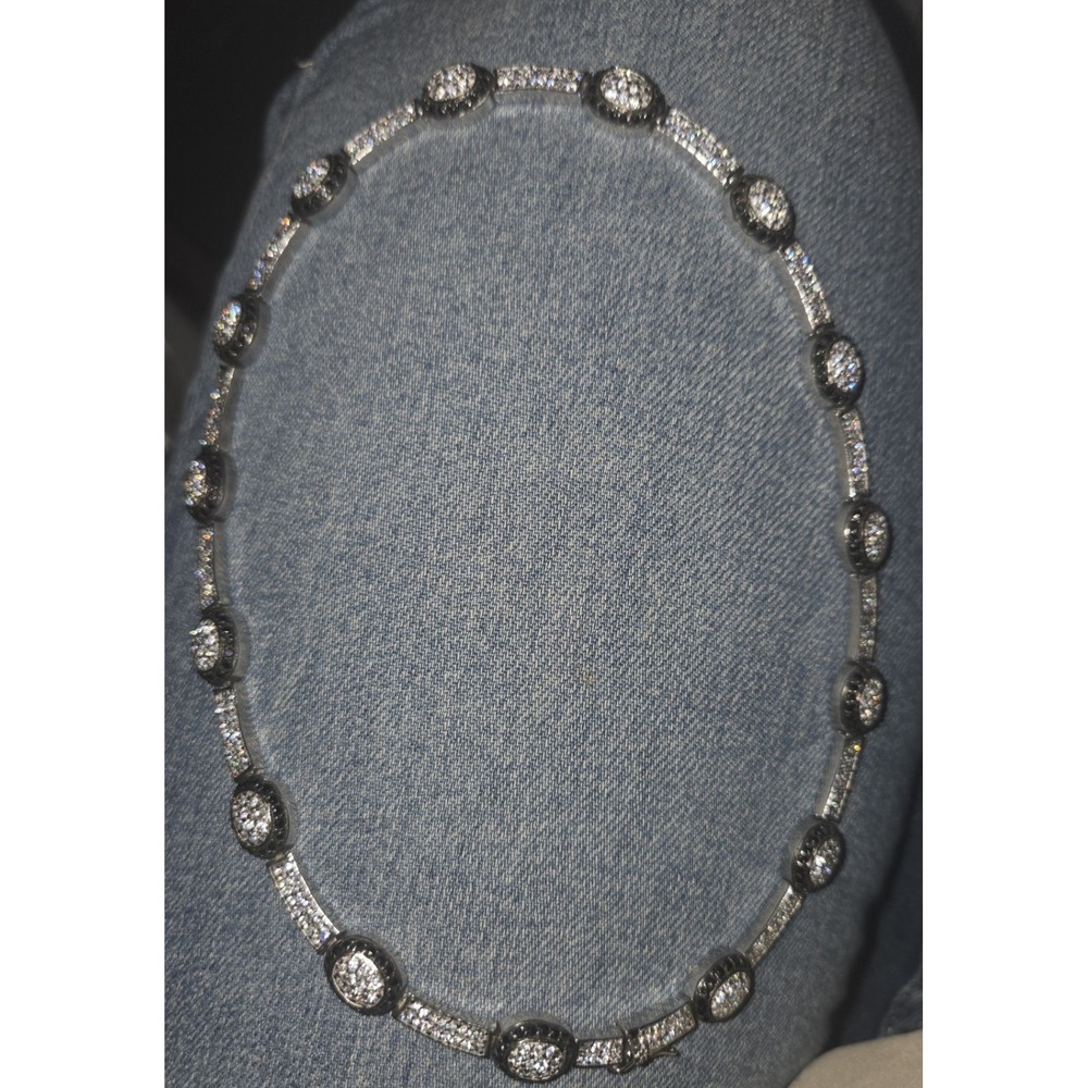 Sterling Silver .925 And Black Spinel Necklace. 16 Inches. 1.2 Ozt - Picture 2 of 9